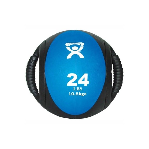 CanDo Dual-Handle Medicine Ball, 24 lb., 9" Dia (23 cm), Blue